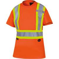 6948 Women's Bird's-Eye Safety T-Shirt, Polyester, X-Small, High Visibility Orange Mukwa Safety Services