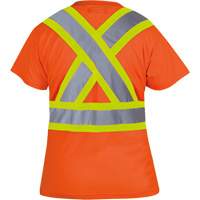 6948 Women's Bird's-Eye Safety T-Shirt, Polyester, X-Small, High Visibility Orange Mukwa Safety Services
