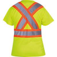 6949 Women's Bird's-Eye Safety T-Shirt, Polyester, X-Small, High Visibility Lime-Yellow Mukwa Safety Services