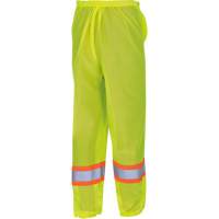 5670 Traffic Safety Pants, Polyester, 2X-Small/X-Small, High Visibility Lime-Yellow Mukwa Safety Services