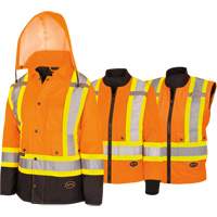 5020BBW Women's  7-in-1 Waterproof Jacket with Hood, Polyester/Polyurethane, High Visibility Orange, X-Small Mukwa Safety Services