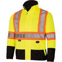 5771 Waterproof Reversible Safety Jacket, Polyester/Polyurethane, High Visibility Lime-Yellow, Small Mukwa Safety Services