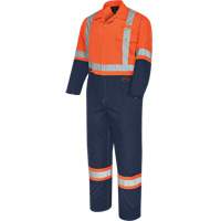 5514BBT 2-Tone Safety Coveralls with Zipper Closure, 40 (Tall), High Visibility Orange/Navy Blue Mukwa Safety Services