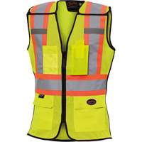 489 Women's High-Visibility Safety Tear-Away Vest, High Visibility Lime-Yellow, X-Small, Polyester Mukwa Safety Services