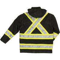 Ripstop Safety Rain Jacket, Polyester, X-Small, Black Mukwa Safety Services