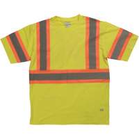 Short Sleeve Safety T-Shirt, Cotton, X-Small, High Visibility Lime-Yellow Mukwa Safety Services