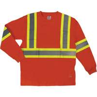 Long Sleeve Safety T-Shirt, Cotton, X-Small, High Visibility Orange Mukwa Safety Services