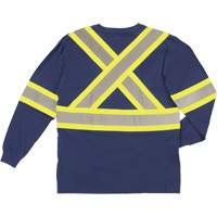 Long Sleeve Safety T-Shirt, Cotton, X-Small, Navy Blue Mukwa Safety Services