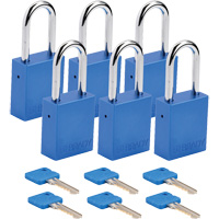 Cadenas de s&eacute;curit&eacute;, Cadenas de s&eacute;curit&eacute;, Cl&eacute;s identiques, Aluminium, Largeur de 1-1/2" Mukwa Safety Services