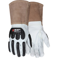 Leather Welding Work Gloves, Medium, Goatskin Palm, Gauntlet Cuff Mukwa Safety Services