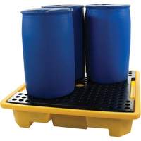 4-Drum Spill Pallet, 66 US gal. Spill Capacity, 57.5" x 57.5" x 12" Mukwa Safety Services