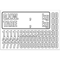 Trousse de num&eacute;rotation de la masse brute du v&eacute;hicule (MBV) pour camion, Num&eacute;ros/lettres/ponctuation assortis, Blanc Mukwa Safety Services