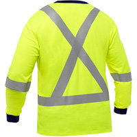 Bisley&reg; X-Back Long Sleeve Shirt, Poly-Cotton, Small, High Visibility Lime-Yellow Mukwa Safety Services