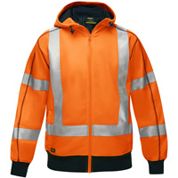 Bisley&reg; X-Back Full Zip Hooded Sweatshirt with Sherpa Lining, Small, High Visibility Orange Mukwa Safety Services