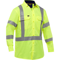 Bisley&reg; X-Back Long Sleeve Work Shirt with X-Airflow, Poly-Cotton, Small, High Visibility Lime-Yellow Mukwa Safety Services