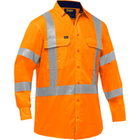 Bisley&reg; X-Back Long Sleeve Work Shirt with X-Airflow, Poly-Cotton, Small, High Visibility Orange Mukwa Safety Services