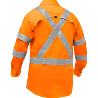 Bisley&reg; X-Back Long Sleeve Work Shirt with X-Airflow, Poly-Cotton, Small, High Visibility Orange Mukwa Safety Services