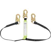 SA-64000-4 Shock Absorbing Lanyard, 4', Snap Hook Center, Snap Hook Leg Ends, Polyester Mukwa Safety Services