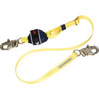 Adjustable Web Shock-Absorbing Lanyard, 6', Snap Hook Center, Snap Hook Leg Ends, Polyester Mukwa Safety Services