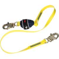 Coated Web Shock-Absorbing Lanyard, 6', Snap Hook Center, Snap Hook Leg Ends Mukwa Safety Services