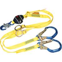 Twin-Leg Tie-Back Web Shock-Absorbing Lanyard, 6', Rebar Hook Center, Snap Hook Leg Ends, Polyester Mukwa Safety Services