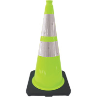 Premium Traffic Cone, 28", Lime Green, 4" & 6" Reflective Collar(s) Mukwa Safety Services