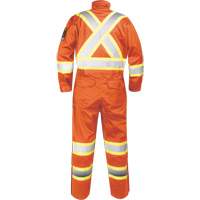 Combinaison ignifug&eacute;e avec bandes haute visibilit&eacute;, Taille Petit, Orange Mukwa Safety Services