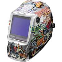VIKING 3350 Hot Rodders Welding Helmet, 3.74" L x 3.34" W View Area, 5 - 13 Shade Range Mukwa Safety Services