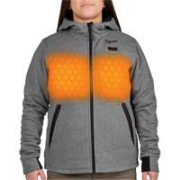 Chandail &agrave; capuchon chauffant M12 avec pile, Femmes, Moyen, Gris, Poly-coton Mukwa Safety Services