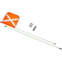 Heavy-Duty Safety Whip, Threaded Mount, 8' High, Orange with Reflective X Mukwa Safety Services