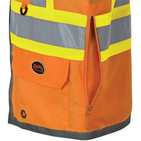 Veste de s&eacute;curit&eacute; pour arpenteur Pioneer avec fermeture &agrave; glissi&egrave;re et dos en maille, Orange haute visibilit&eacute;, Petit, Polyester Mukwa Safety Services