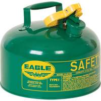 Bidon de s&eacute;curit&eacute; pour les combustibles, Type I, Acier galvanis&eacute;, 2 gal. US, Vert, Homologu&eacute; FM/List&eacute; UL/ULC Mukwa Safety Services