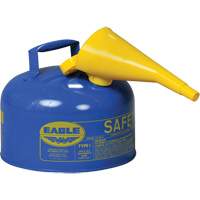 Bidon de s&eacute;curit&eacute; pour le k&eacute;ros&egrave;ne avec entonnoir, Type I, Acier galvanis&eacute;, 2,5 gal. US, Bleu, Homologu&eacute; FM/List&eacute; UL/ULC Mukwa Safety Services