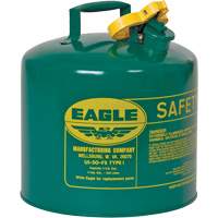 Bidon de s&eacute;curit&eacute; pour les combustibles, Type I, Acier galvanis&eacute;, 5 gal. US, Vert, Homologu&eacute; FM/List&eacute; UL/ULC Mukwa Safety Services