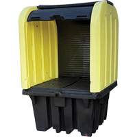 Yellow Roll Top Hardcover Spill Pallet, 65" L x 65" W x 101" H, 5000 lbs. Load Capacity Mukwa Safety Services