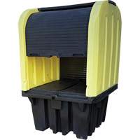 Yellow Roll Top Hardcover Spill Pallet, 65" L x 65" W x 101" H, 5000 lbs. Load Capacity Mukwa Safety Services