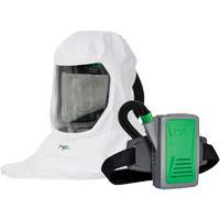 Respirateur T-Link avec casquette, tube de respiration, montage &agrave; la ceinture & APR motoris&eacute; PX5, Cagoule ample & visi&egrave;re, Pile Lithium-ion Mukwa Safety Services