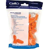 Bouchons d'oreilles jetables en mousse orange SEALTEC33, Vrac - Sac en poly Mukwa Safety Services