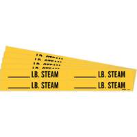 Marqueurs de tuyau avec espace vierge suivi de LB. Steam, Autocollant, 1-1/8" h x 7" la, Noir sur jaune Mukwa Safety Services