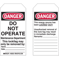 Lockout Tags, Plastic, 3" W x 5-1/2" H, English Mukwa Safety Services