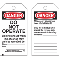 Lockout Tags, Plastic, 3" W x 5-3/4" H, English Mukwa Safety Services