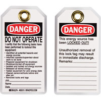 Lockout Tags, Plastic, 3" W x 5-1/2" H, English Mukwa Safety Services