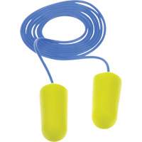 Bouchons d'oreilles n&eacute;on jaune E-A-Rsoft, Vrac - Sac en poly, Avec cordon Mukwa Safety Services