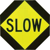 Double-Sided "Stop/Slow" Traffic Control Sign, 18" x 18", Aluminum, English Mukwa Safety Services