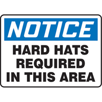 "Hard Hats Required" Sign, 7" x 10", Vinyl, English Mukwa Safety Services