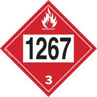 Plaque-&eacute;tiquette TMD 1267 pour liquide inflammable p&eacute;trole brut, Vinyle adh&eacute;sif Mukwa Safety Services
