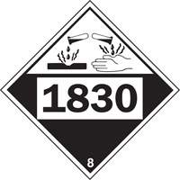 Plaque-&eacute;tiquette TMD 1830 pour mat&eacute;riaux corrosifs acide sulfurique, Plastique Mukwa Safety Services