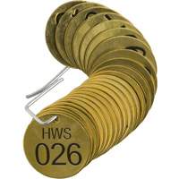 &eacute;tiquettes num&eacute;rot&eacute;es pour vannes HWS, # 026-050, Laiton, 1,5" dia. Mukwa Safety Services