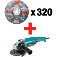Silver Grinding Wheel & Angle Grinder Kit, 5" x 1/4", 7/8" Arbor, Ceramic, Type 27 Mukwa Safety Services