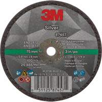Silver Cut-Off Wheel, 3" x 0.04", 1/4"-28 Arbor, Type 1, Ceramic, 25645 RPM Mukwa Safety Services